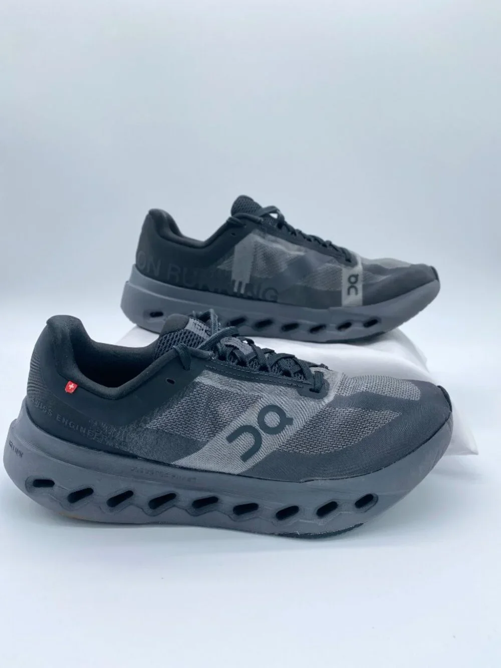 On Cloudsurfer Next Running Shoes Black Gray Women's Size 10 Swiss Engineered